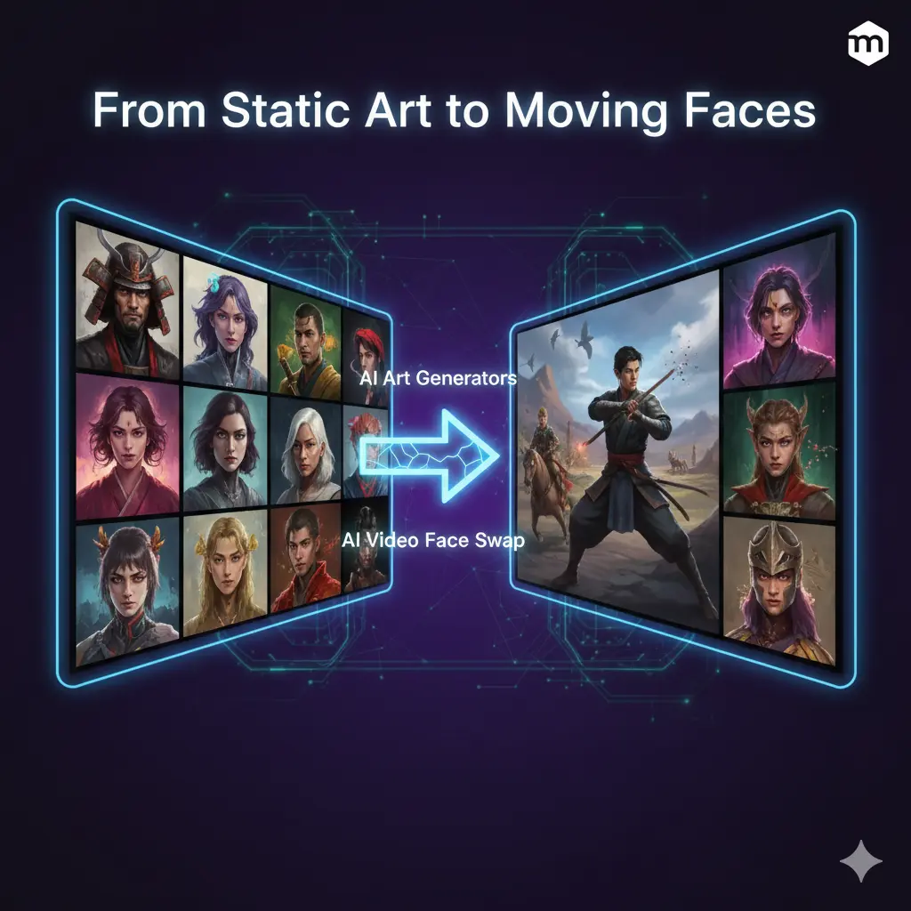 Combine AI Art Generators & AI Video Face Swap to Animate Art